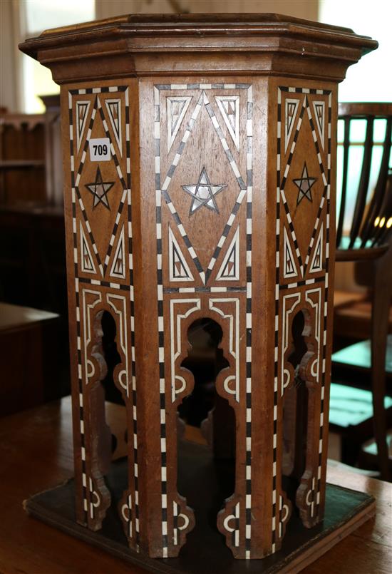 Middle Eastern bone and ebony inlaid octagonal topped coffee table